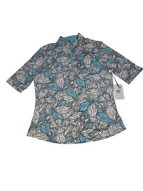Tail White Label Womens M UPF 50 Mock Neck Elbow Sleeve Top Blissful Floral Prin